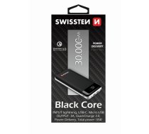 Swissten Black Core Premium Recovery Power Banka Uzlādes baterija / USB / USB-C / 30000 mAh (SW-PWB-BLC-30000)