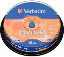 Verbatim Matricas DVD-R AZO 4.7GB 16x Papildus Aizsardzība / 10gb. iepakojumā (43523V)