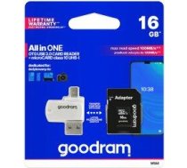 Goodram microSDHC class 10 UHS I 16GB Atmiņas Karte + Karšu lasītājs (M1A4-0160R12)