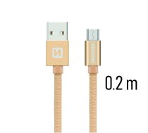 Swissten Textile Quick Charge Universāls Micro USB Datu un Uzlādes Kabelis 0.2m (SW-QU-MICR-USB-0.2-GO)