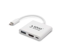 Savio Multimedia Adapteris Type-C to HDMI (4K @ 30Hz, 1080P @ 60Hz) + USB 3.0 (AK-48)