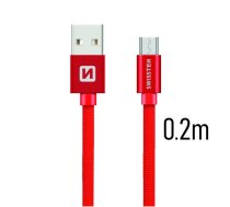 Swissten Textile Quick Charge Universāls Micro USB Datu un Uzlādes Kabelis 0.2m (SW-QU-MICR-USB-0.2-R)