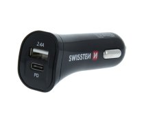 Swissten Power Delivery Auto Lādētājs 12 / 24V / 2.4A / 30W + Micro USB vads 1.5m (SW-CCH-2.4A-30W-B)