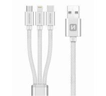 Swissten Textile Universal 3in1 USB-C / Lightning Data MFI / MircoUSB kabelis 1.2m (72501102)