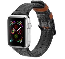 Dux Ducis Canvas Ādas Siksniņa Pulkstenim Apple Watch 38 / 40 mm Melna-Brūna (DUX-CV-3840-BK)
