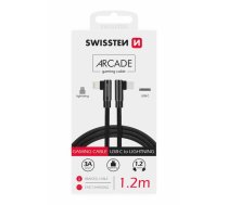 Swissten Pītais L Tipa Universāls Quick Charge 3.1 USB-C uz Lightning Datu un Uzlādes Kabelis 1.2m (SW-QU-TYPCLIGHT012M-BK)