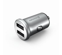 Swissten Metal Premium Auto Lādētājs 2 x USB / 4.8A Sudraba (SW-CCH-ME.4.8A-SL)