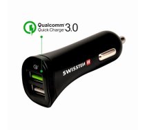 Swissten Quick Charge 3.0 Auto Lādētājs 12 / 24V / 2.4A / 18W + Micro USB vads 1.5m (SW-CCH-2.4A-18W-B)