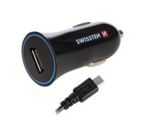 Swissten Auto Lādētājs 12 / 24V / 1A + Micro USB vads 1.5m (SW-CCH-1A-BK-C)