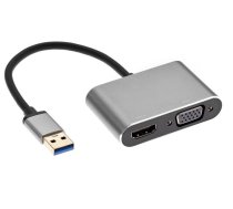 RoGer DrongDisplay Adapteris USB to VGA/HDMI + Audio / iOS/Android/Windows/macOS (RO-DGK-2IN1-2)