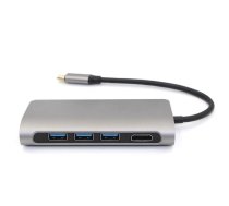 RoGer USB-C HUB 8in1 ar USB-C PD / USB 3.0 x2 / RJ45 / HDMI / SD / TF karšu lasītājs (RO-8IN1-SI)
