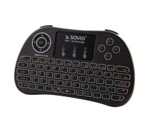 Savio KW-02 Bezvadu Kompakta Klaviatūra PC / PS4 / XBOX / Smart TV / Android + TouchPad Melna (Ar Apgaismojumu) (KW-02)