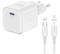 Swissten Tīkla Lādētājs GaN USB-C 20W PD + Datu kabelis USB-C - Lightning 1.2 m (22070140)