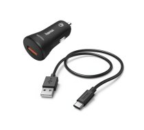 Hama 00183231 Car Charger, USB Type-C QC 3.0 3A,  Black