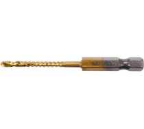 HEX frēzēšanas urbis metālam 3,0 mm HSS TiN 1/4" fiksātors 58–62 HRC cietība garums 30 mm YATO YT-44820 (YT-44820)