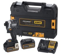 DeWALT DCF85MM2T-QW XR 18 V bezvadu sitiena uzgriežņu atslēga 1/4" bezsuku motors līdz 205 Nm griezes momentam 3 ātrumi līdz 3800 sitieniem/min 2× 4 Ah Li-Ion XR akumulatori LED gaisma T STAK kaste komplekts Dzeltens/Melns McLaren dizains (DCF85MM2T-QW)