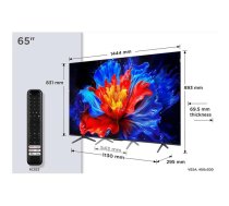 TCL Televizors 65P8K 65" 4K QLED HDR, 3840 x 2160, 288Hz, AiPQ procesors, ONKYO 2.1 skaņas sistēma, Google TV (65P8K)