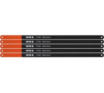 Zāģa asmeņu komplekts rokas metāla zāģiem 300 mm 12 mm HCS 24 TPI rupjums 0.65 mm 5 gabali Yato (YT-3460)