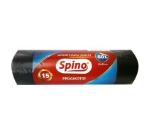 Atkritumu maisi SPINO, tilpums 50 L, 15 gab., 12 mkr, HDPE, 62 x 80 cm, melnā krāsā (400-01290)