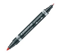 Noturīgais marķieris STAEDTLER LUMOCOLOR DUO, dubults sarkans (200-01423)