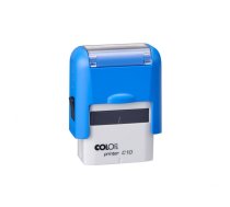 Zīmogs COLOP Printer C10, balts/caurspīdīgs korpuss, zils spilventiņš (650-03698)