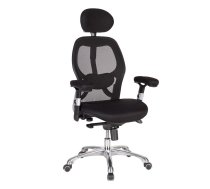 Biroja krēsls Office4You GAIOLA melns audums, hromēts pamats (350-00820)