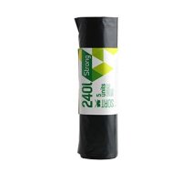Atkritumu maisi SORTEX, tilpums 240 L, 5 gab., 50 mkr, melni, LDPE, 90 x 120 cm (400-05789)