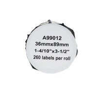 Uzlīmes DYMO Labelwriter, 89 x 36 mm, 260 uzl.rullītī, baltas, ekvivalents (250-04760)