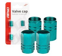 Alumīnija ventīļu vāciņš zaļš 4 pcs AMIO-03632 (03632)