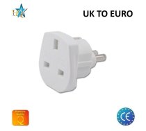 HQ Strāvas ligzdas pāreja UK (Anglija) 3pin uz Euro standartu 2Pin UK uz EU adapteris Balts (OEM) (UK-EUR-PWAD/WH)