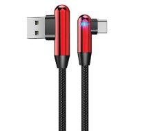 Evelatus TPC05 L-Formas no pagarināta niķeļa pārklāta cinka sakausējuma USB uz USB-C datu & PD 20W lādētāja vads 1m sarkans (TPC05R)