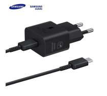 Samsung EP-T2510NWE 25W GaN USB-C Ligzdas Ātrs lādētājs + 5A USB-C 1.8m Vads Melns (Blister) (EP-T2510XBEGEU)