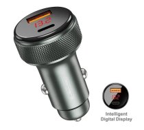 Jellico F13 52.5W Metāla Divu portu Auto Ātrais Adaptīvās Lādētājs USB QC 22.5W + PD USB-C 33W Sudraba (F13BK)