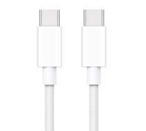 CP CBL5 Pītas virves 65W PD USB-C uz USB-C Datu un uzlādes 1m Vads Balts (OEM) (CP-CBL5)