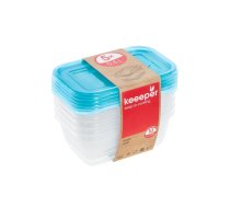 Pārtikas trauciņu komplekts taisnstūrveida 5x0,5L Fredo „Fresh“ caurspīdīgs/gaiši zils (0630672632)