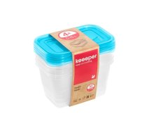 Pārtikas trauciņu komplekts taisnstūrveida 4x0,75L Fredo „Fresh“ caurspīdīgs/gaiši zils (0630673632)