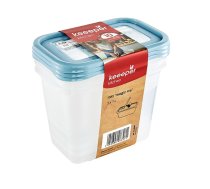 Pārtikas trauciņu komplekts aprakstāms, taisnstūrveida 3x1L Mia „Magic Ice“ caurspīdīgs/zils (0630691680)