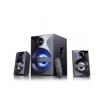 F&D F380X 2.1 Multimedia Speakers, 54W RMS (13Wx2+28W), 2x3'' Satellites + 5.25'' Subwoofer, BT 5.0/NFC/AUX/USB/FM/SD card reader/Multi-color LED/LED Display/Remote Control/Wooden/Black F380X