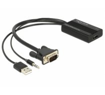 DeLOCK 62597 cable interface/gender adapter VGA, 3-pin, USB A HDMI Black