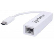 Manhattan USB-C to Gigabit (10/100/1000 Mbps) Network Adapter, supports up to 2 Gbps full-duplex transfer speed, White, Blister