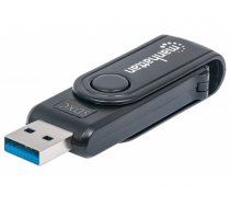 Manhattan Mini Multi-Card Reader/Writer, USB 3.0, 24-in-1, 5 Gbps, Windows or Mac, Black, Blister