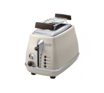 DELONGHI Icona Vintage Toaster CTOV 2103.BG 900W, Stainless steel, Crumb tray, Defrost, Beige CTOV2103.BG