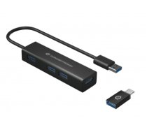 Conceptronic 4-Port USB 3.0 Aluminum Hub with USB-C to USB-A Adapter