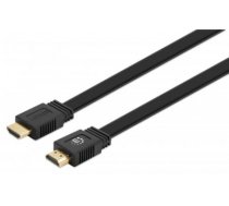Manhattan HDMI Cable with Ethernet (Flat), 4K@60Hz (Premium High Speed), 5m, Male to Male, Black, Ultra HD 4k x 2k, Fully Shielded, Gold Plated Contacts, Lifetime Warranty, Polybag