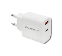 Qoltec 51714 Charger | 18W | 5-12V | 1.5-3A | USB type C PD | USB QC 3.0 | White