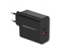 Qoltec 51716 Charger | 63W | 5-20V | 1.5-3A | USB type C PD | USB QC 3.0 | Black