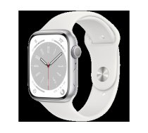 Apple Watch Series 8 GPS 45mm Silver Aluminium Case with White Sport Band - Regular,Model A2771 MP6N3_ELL