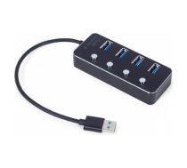 USB Centrmezgls Gembird USB 3.1 Powered 4-port Hub with Switches Black