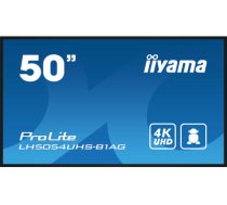 iiyama LH5054UHS-B1AG Signage Display Digital signage flat panel 125.7 cm (49.5") LCD Wi-Fi 500 cd/m² 4K Ultra HD Black Built-in processor Android 11 24/7