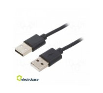Kabelis | USB 2.0 | USB A spraudnis, abas puses | niķelēts | 1 m | melns